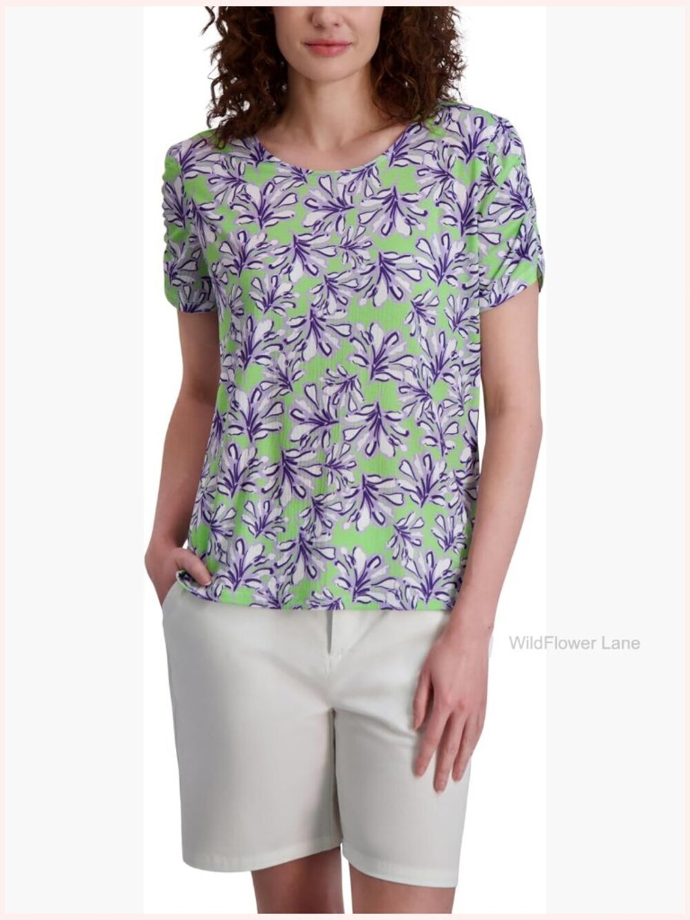 Flowy V-Neck Blouse - Relaxed Fit Short Sleeve Top for Casual Work Travel